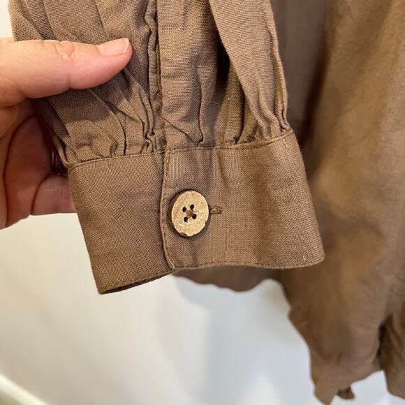 Free People Leyla Romper NWT Size M Linen Cotton Blend Tan Beachy Oversized - Picture 7 of 12